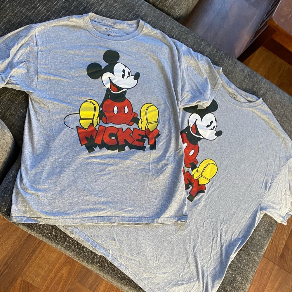 Pair of Matching Mickey Mouse T Shirts - Sizes Large and XXL